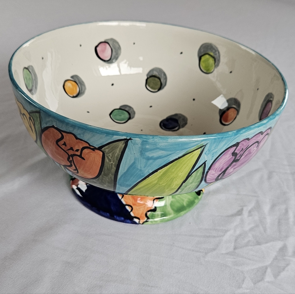 Jane Willingale Bowl Tulips Hand Painted Ceramics Honiton England Pottery